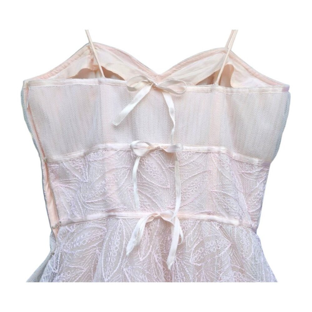 Vintage 1950s Lace & Netting Formal Cocktail Party Dress XXS - Picture 8 of 14